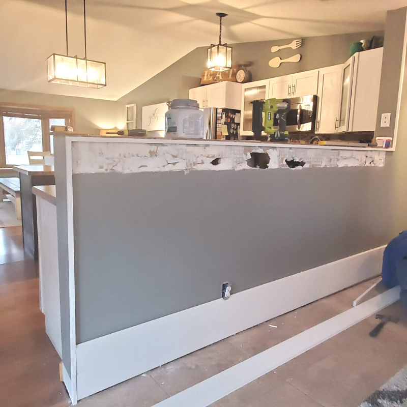 White Shiplap over damaged walls