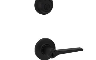 Kwikset Hollis Round Rose Black Lever Door Lock